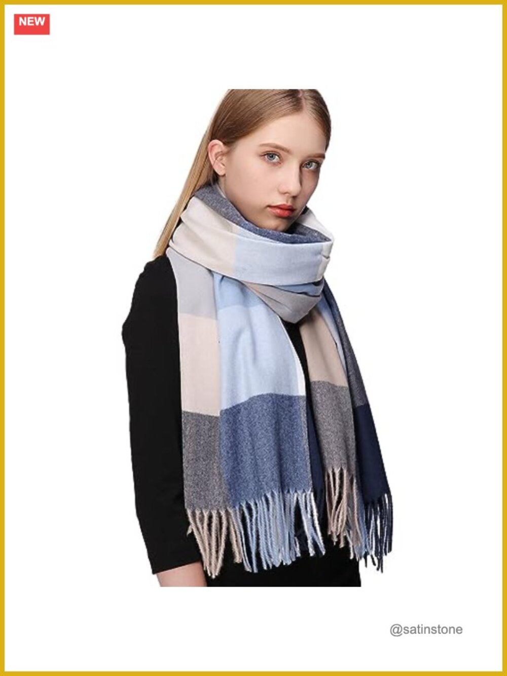 Soft Plaid Pashmina Scarf Wrap Shawl Women Winter Warm Oversized Large